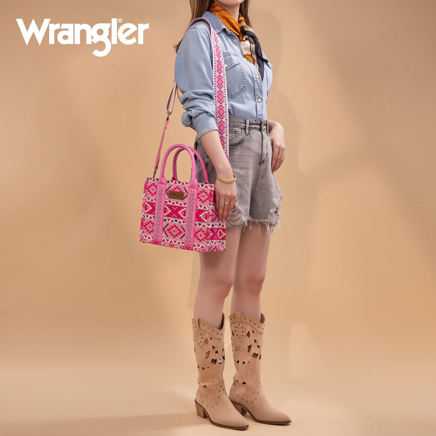 Wrangler Aztec Tote Bag for Women Boho Shoulder Purses and Handbags