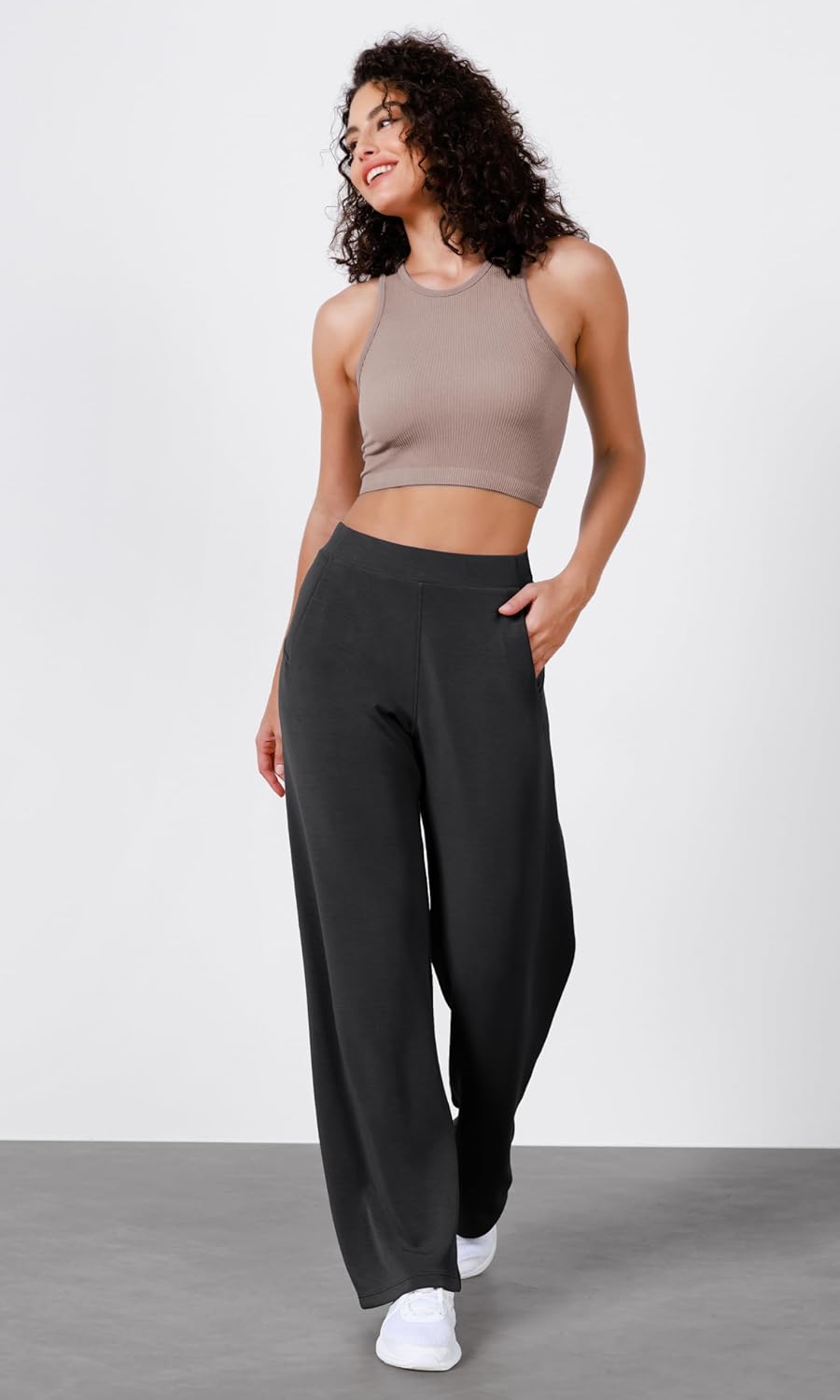 ODODOS Women's Modal Soft Wide Leg Pants Elastic High Waist Casual Lounge Relaxed Pants with Pockets - 27"/ 29" / 31" Inseam