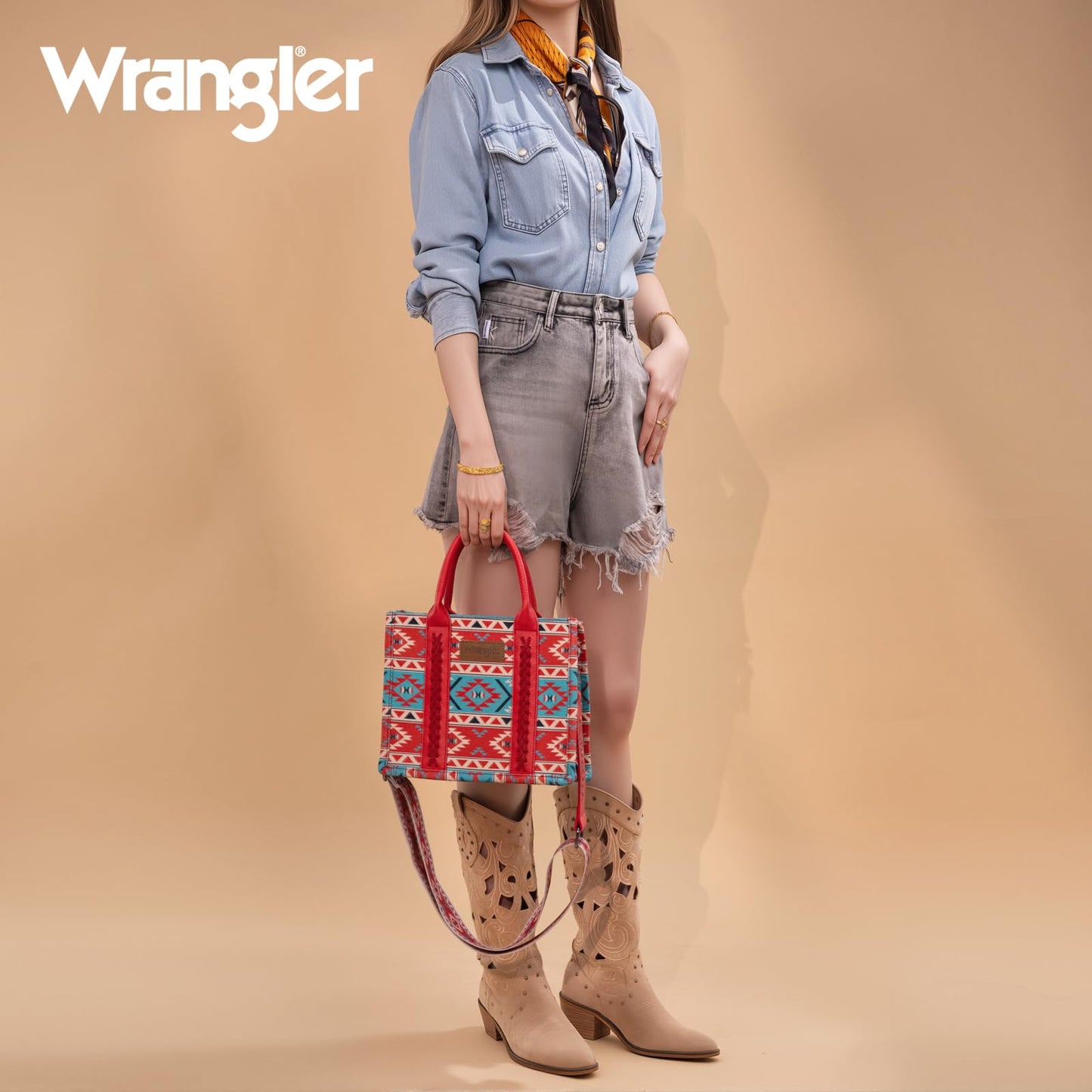 Wrangler Aztec Tote Bag for Women Boho Shoulder Purses and Handbags