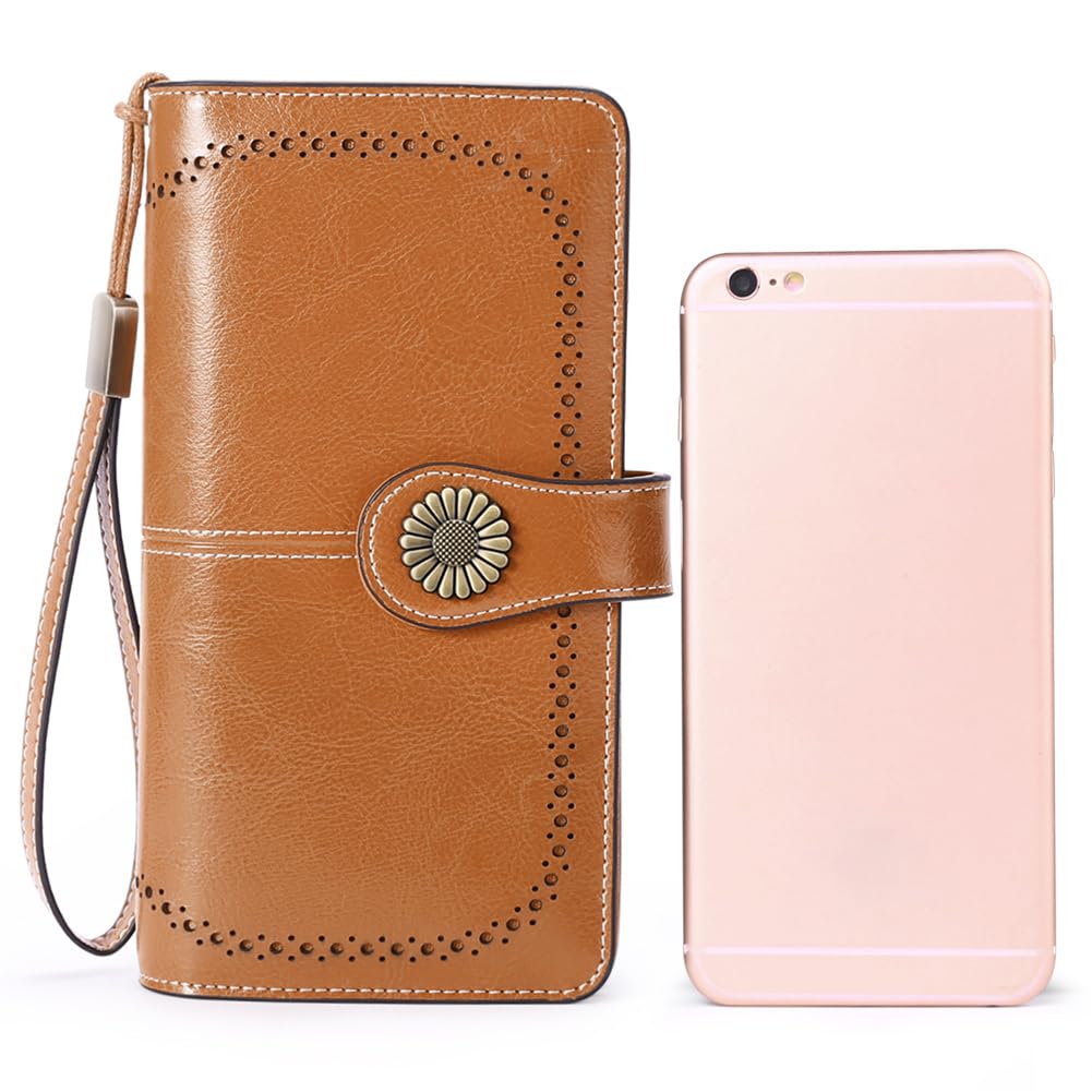 SENDEFN Wallets for Women Leather Credit Card Holder with RFID Blocking Large Capacity Wristlet