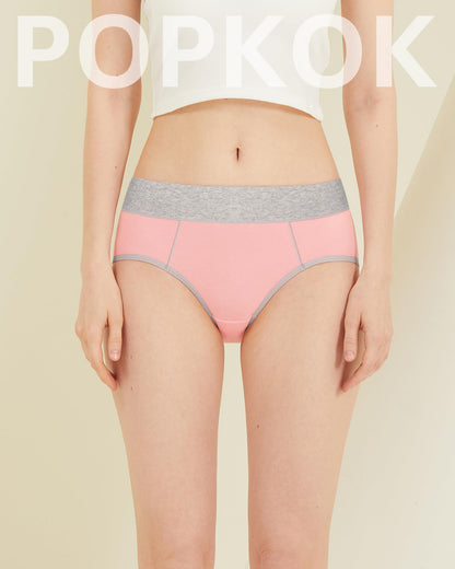 POPKOK Teen Girls Cotton Underwear Mid Waist Brief Panties 6 pack
