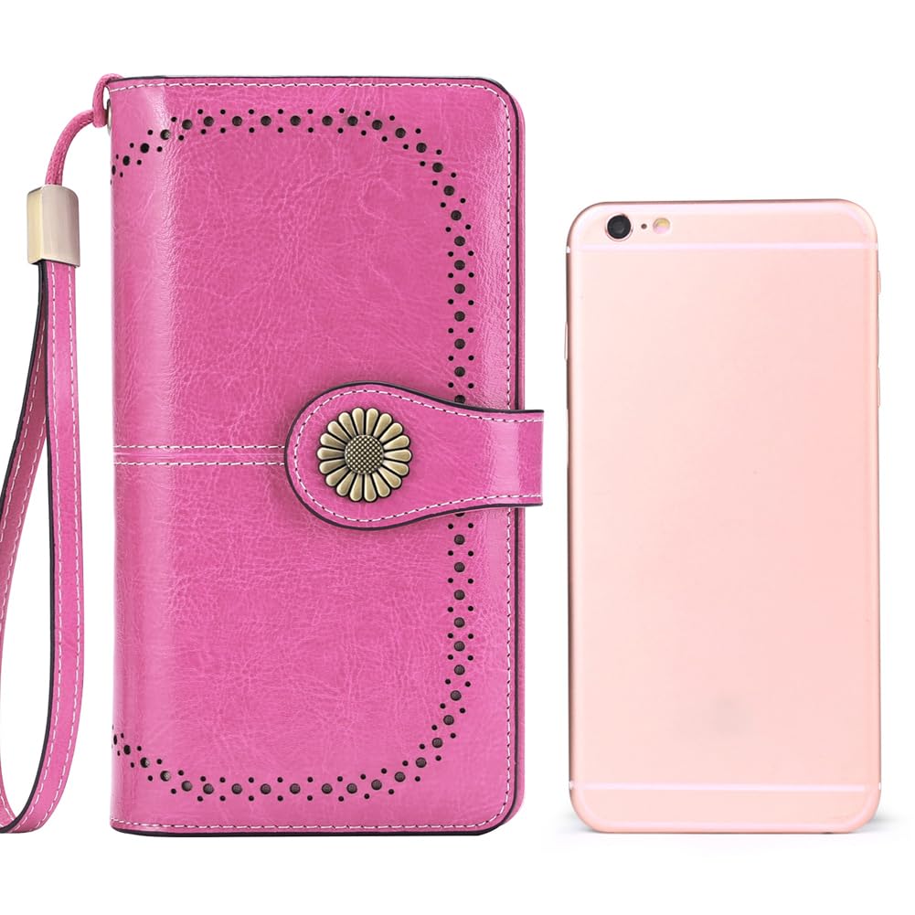 SENDEFN Wallets for Women Leather Credit Card Holder with RFID Blocking Large Capacity Wristlet