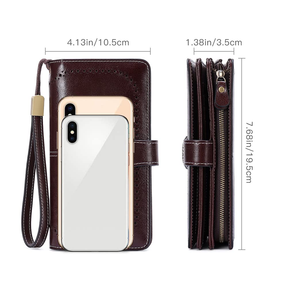 SENDEFN Wallets for Women Leather Credit Card Holder with RFID Blocking Large Capacity Wristlet