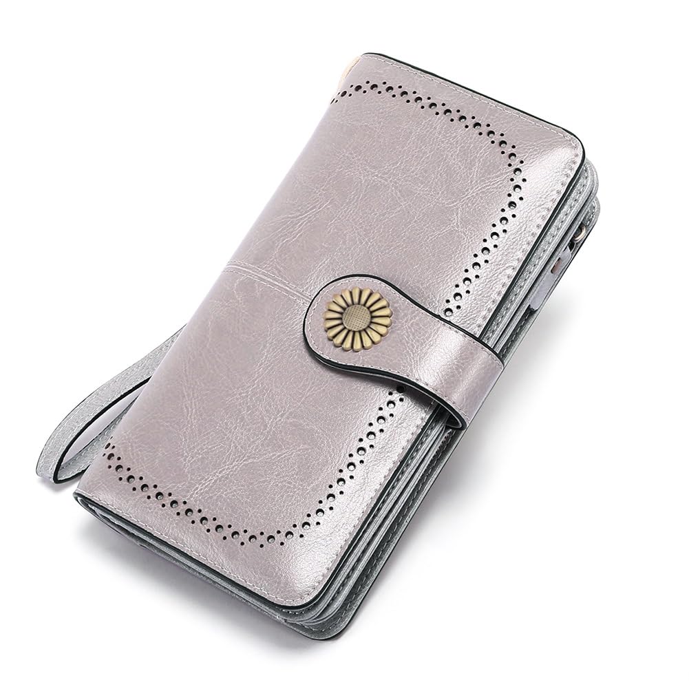 SENDEFN Wallets for Women Leather Credit Card Holder with RFID Blocking Large Capacity Wristlet