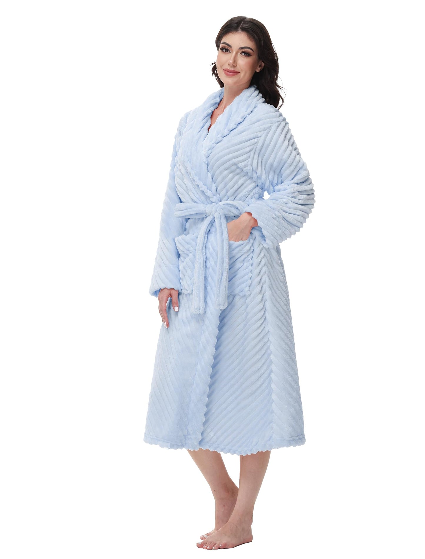 Yurhap Premium Robes for Women - Super Soft Cozy Fleece Womens Robe Plush Long Bathrobe