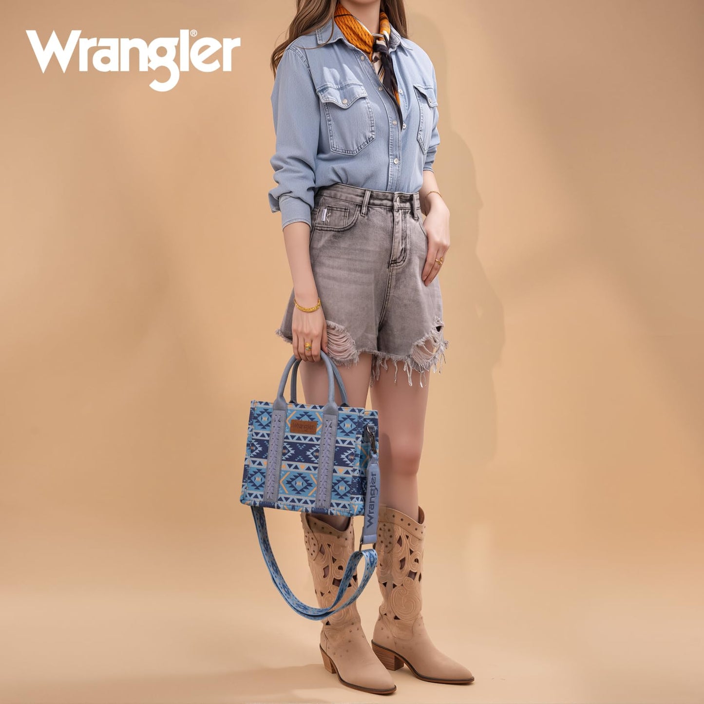 Wrangler Aztec Tote Bag for Women Boho Shoulder Purses and Handbags