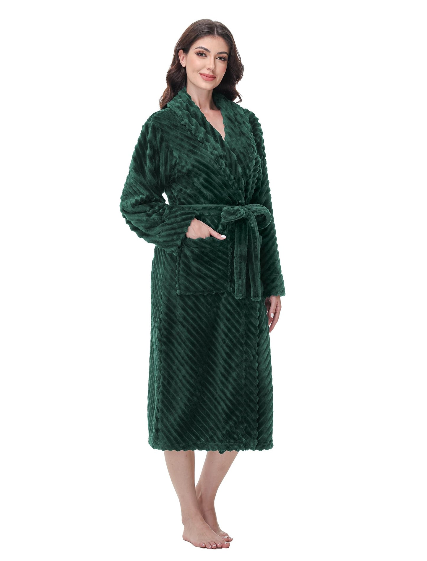 Yurhap Premium Robes for Women - Super Soft Cozy Fleece Womens Robe Plush Long Bathrobe