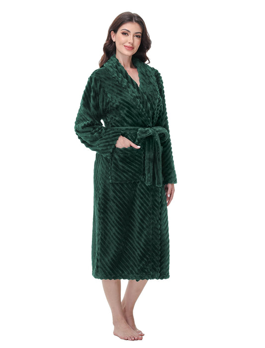 Yurhap Premium Robes for Women - Super Soft Cozy Fleece Womens Robe Plush Long Bathrobe