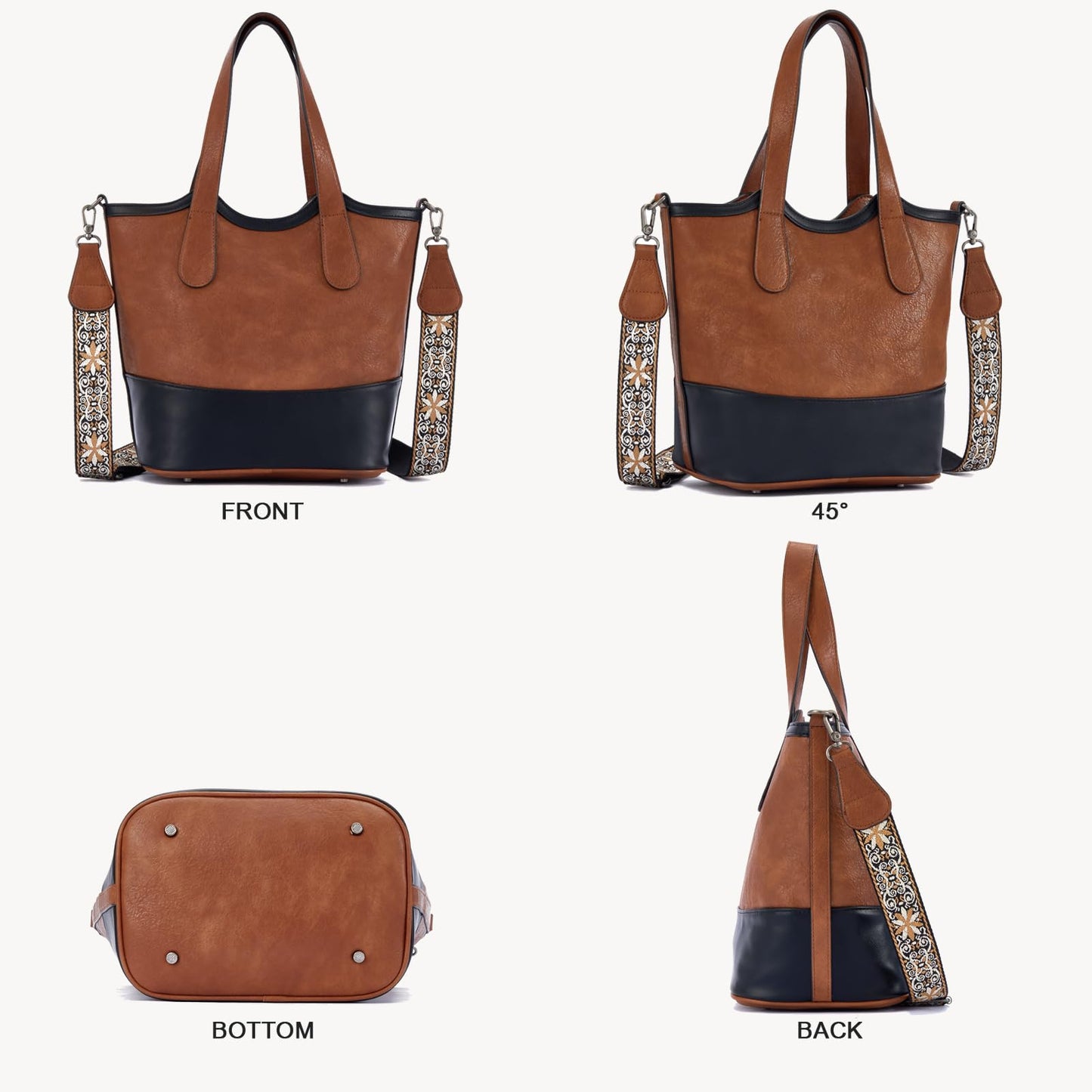 Top Handle Crossbody Bags for Women,Vegan Leather Bucket Purses for Women,Satchel Handbag with 2 Bottle Holder Pocket