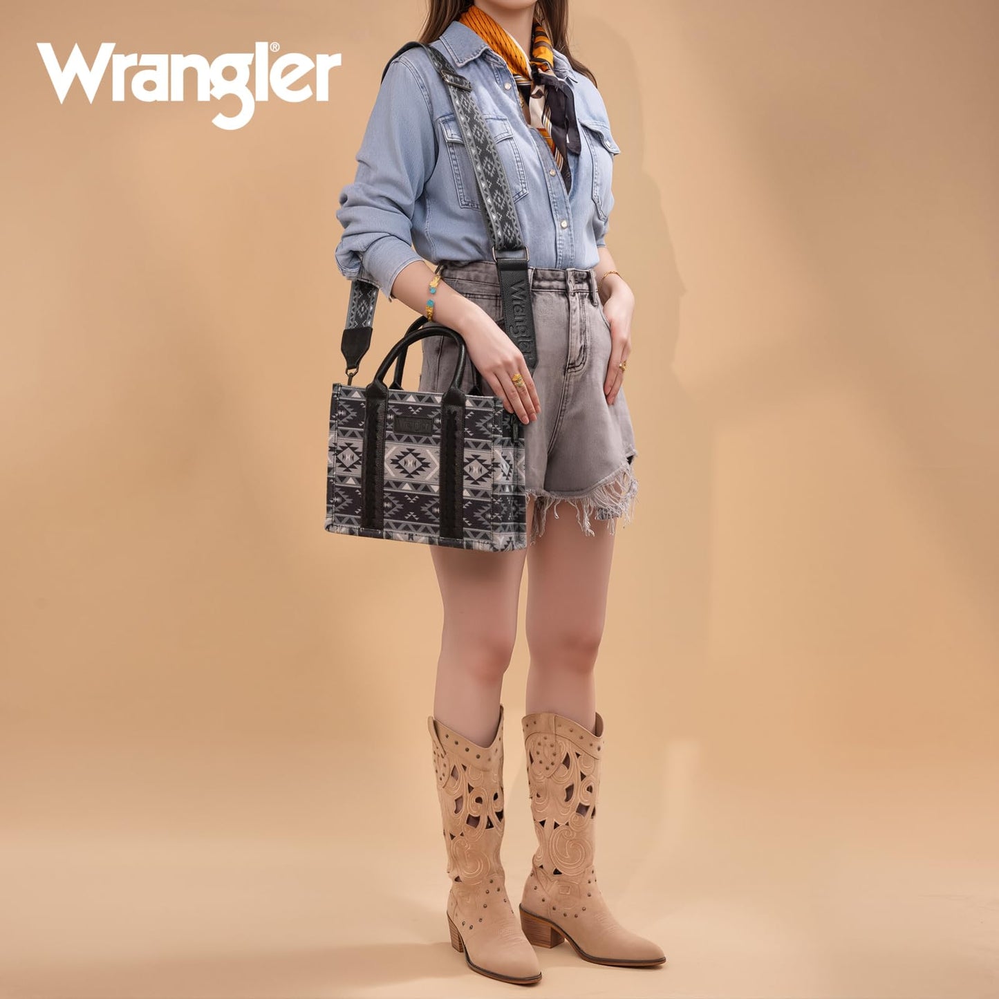 Wrangler Aztec Tote Bag for Women Boho Shoulder Purses and Handbags