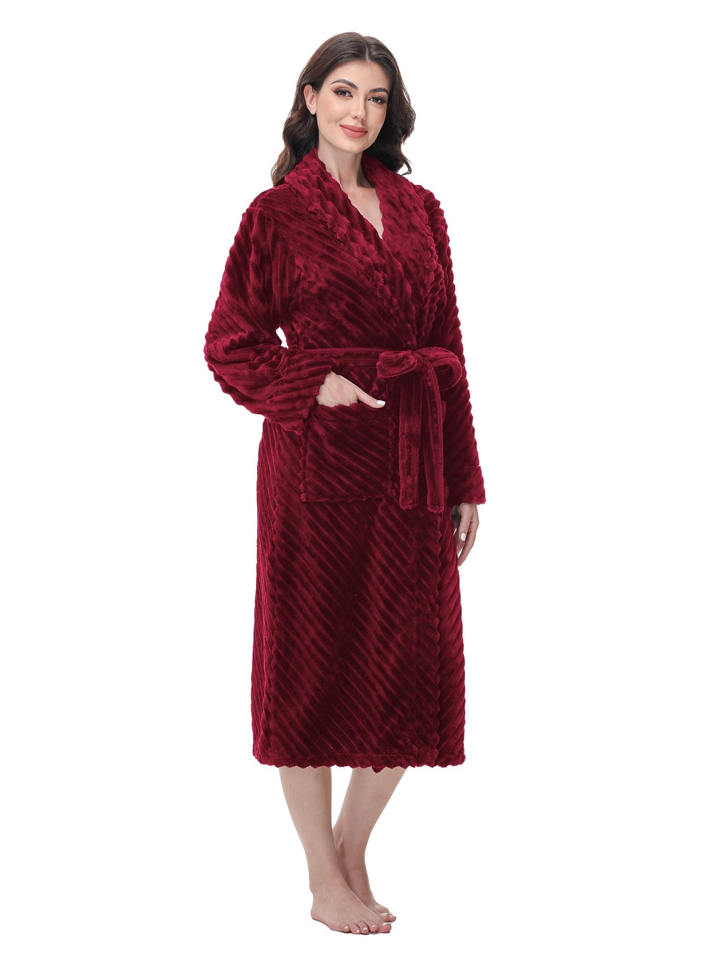 Yurhap Premium Robes for Women - Super Soft Cozy Fleece Womens Robe Plush Long Bathrobe