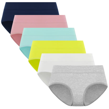 POPKOK Teen Girls Cotton Underwear Mid Waist Brief Panties 6 pack