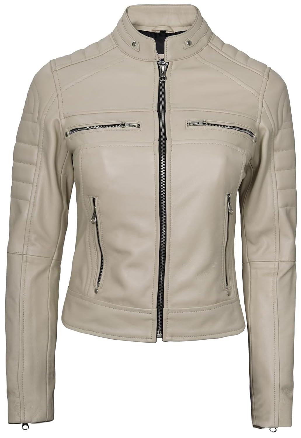 Decrum Leather Jacket Women - Stylish Casual Real Lambskin Leather Jackets for Women