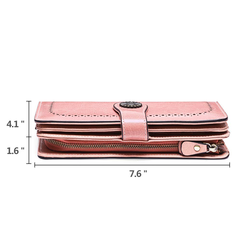 SENDEFN Wallets for Women Leather Credit Card Holder with RFID Blocking Large Capacity Wristlet