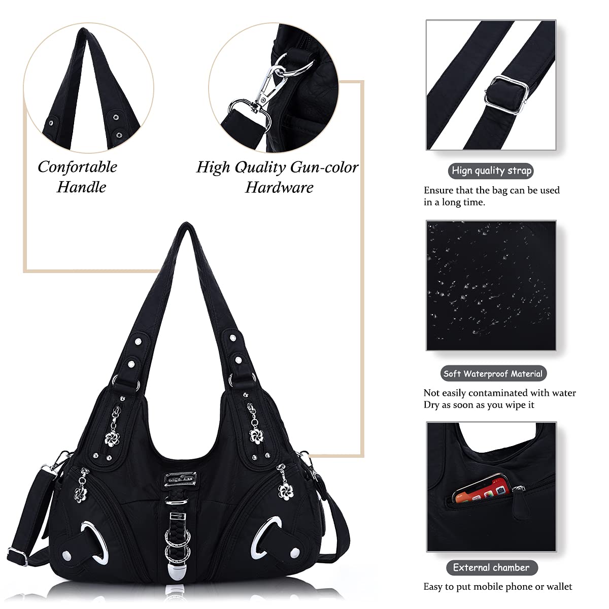 Angelkiss Hobo Purses and handbags for Women Satchel Handbag Women Purses Large Daily Shoulder Bags