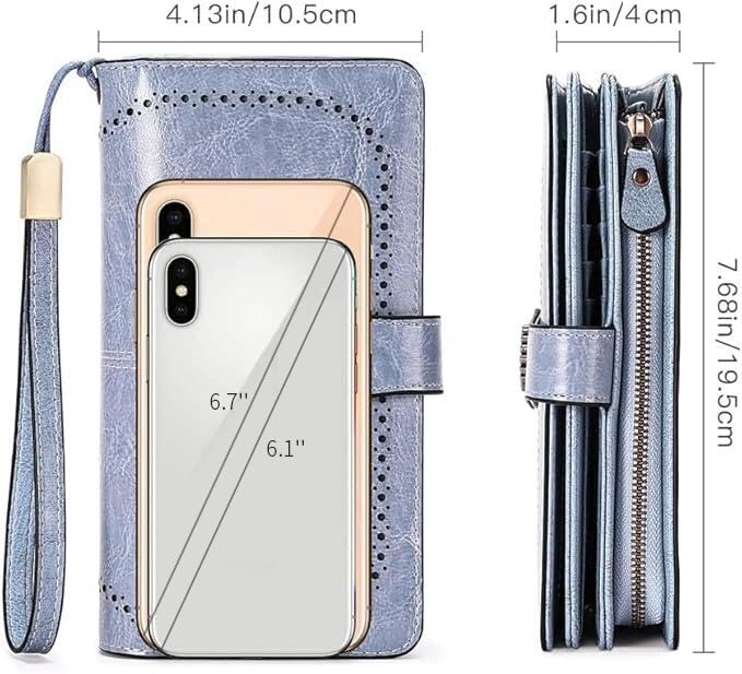 SENDEFN Wallets for Women Leather Credit Card Holder with RFID Blocking Large Capacity Wristlet