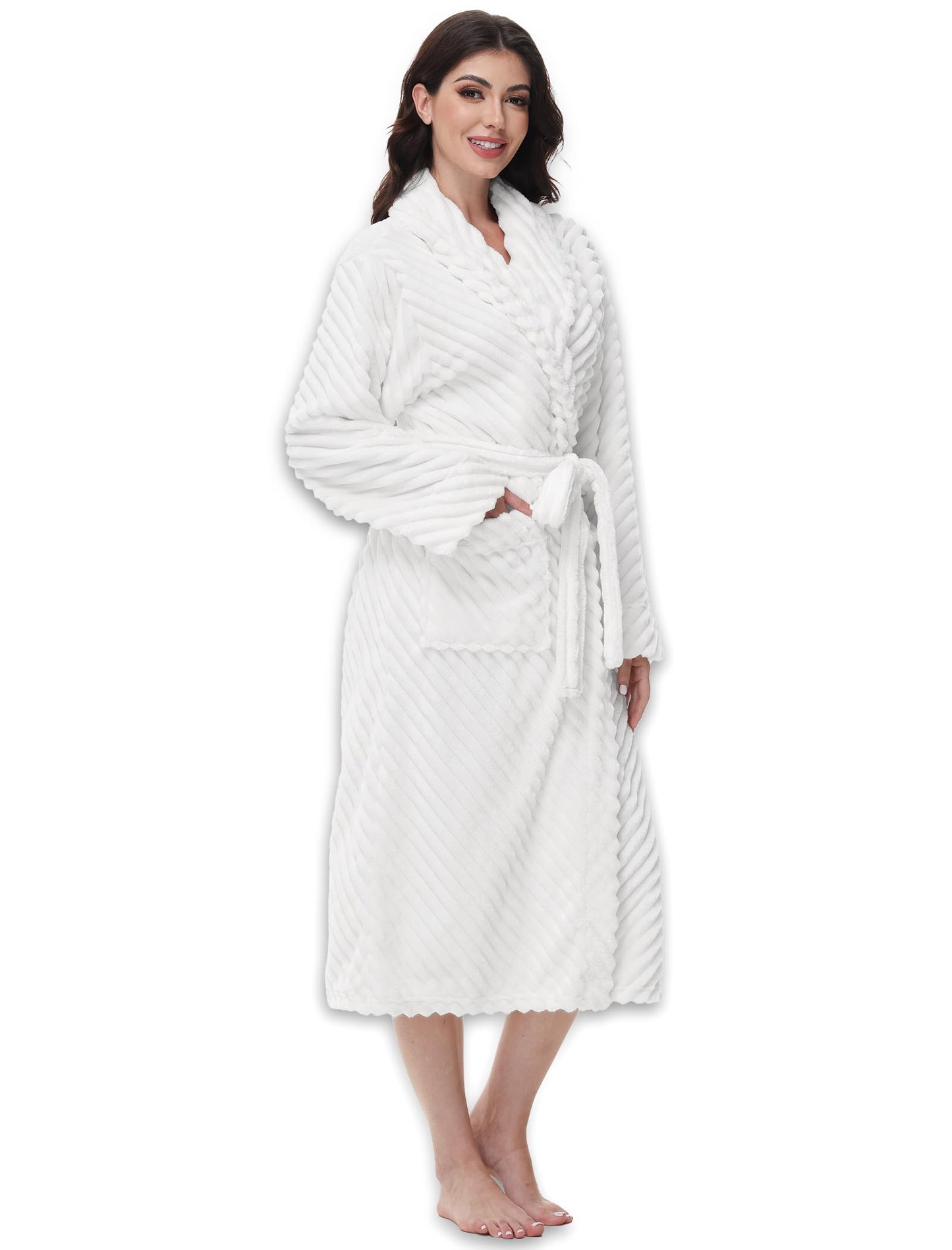 Yurhap Premium Robes for Women - Super Soft Cozy Fleece Womens Robe Plush Long Bathrobe