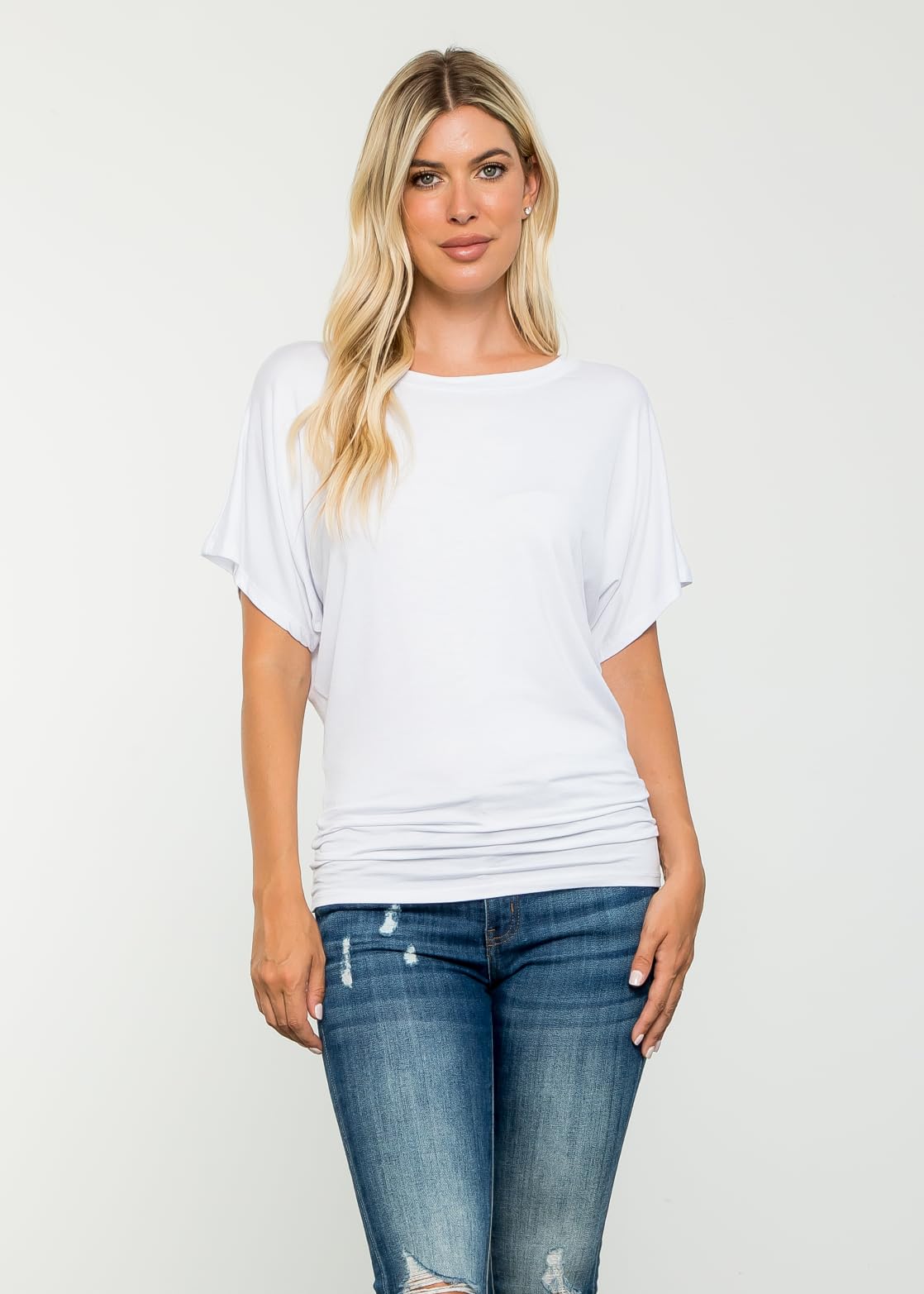 Free to Live 3 Pack Dolman Sleeve Tunic Dressy Business Casual Tops for Women Short Sleeve Shirts Work Outfits Travel Clothes