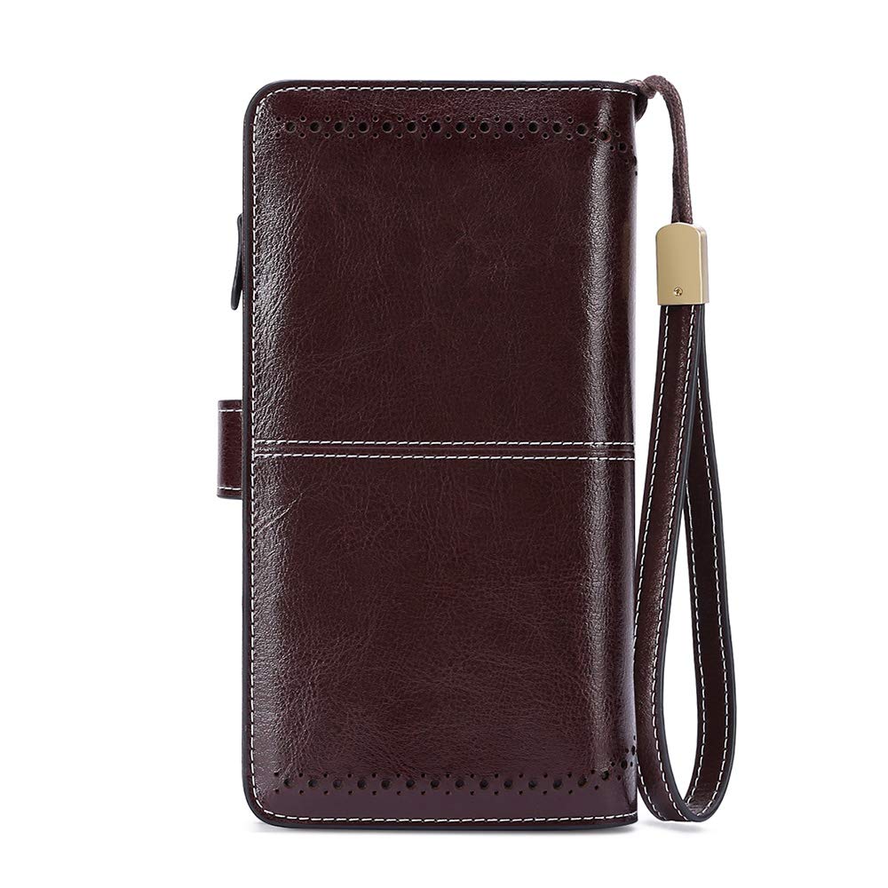 SENDEFN Wallets for Women Leather Credit Card Holder with RFID Blocking Large Capacity Wristlet