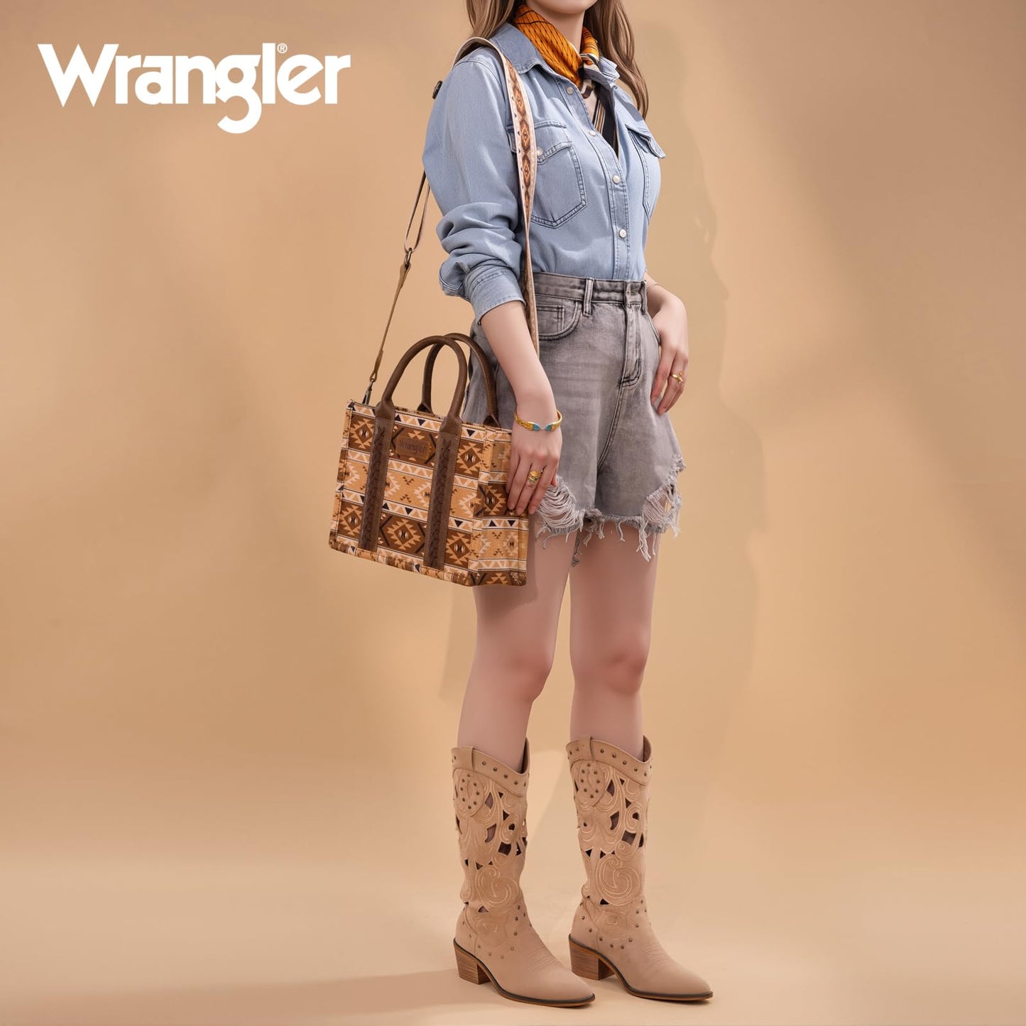 Wrangler Aztec Tote Bag for Women Boho Shoulder Purses and Handbags