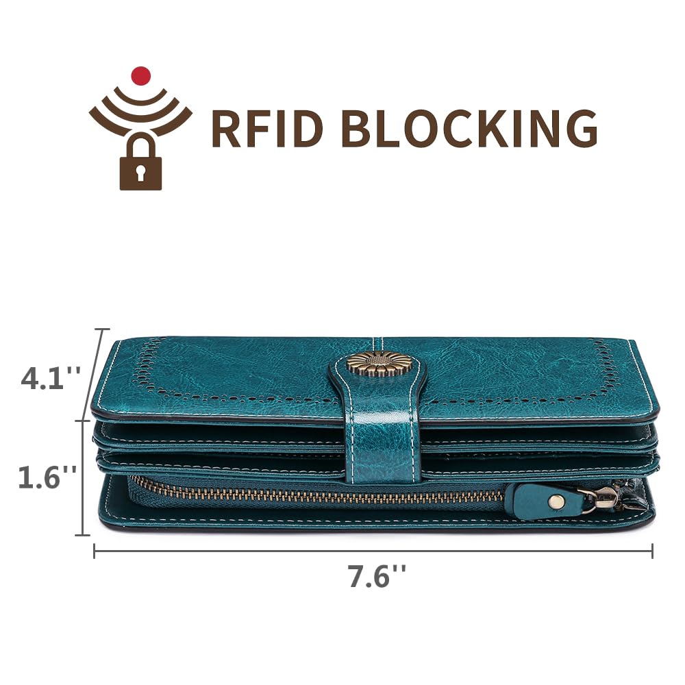 SENDEFN Wallets for Women Leather Credit Card Holder with RFID Blocking Large Capacity Wristlet