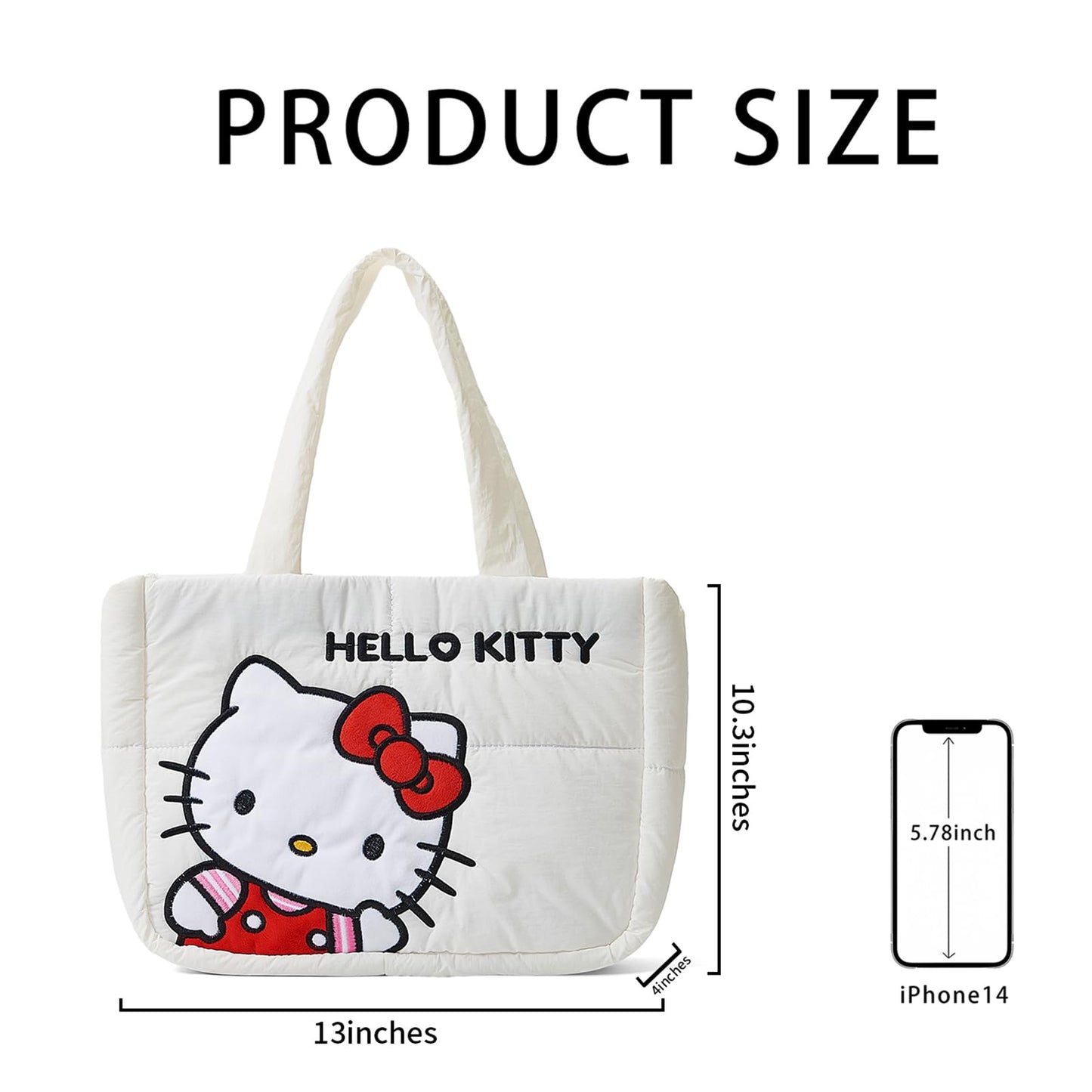 Puffer Tote Bag for Women, Cartoon Quilted Handbag, Lightweight puffy Shoulder Bags Purse, for Work Travel Gym Shop