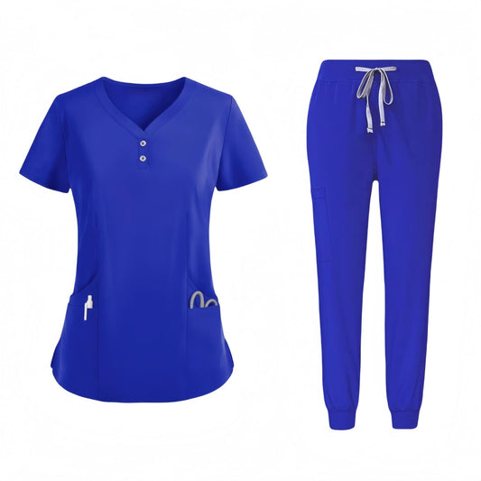 V-neck medical nurse uniform set, hospital work clothes, suitable for nurses, dentists, veterinarians，beautician