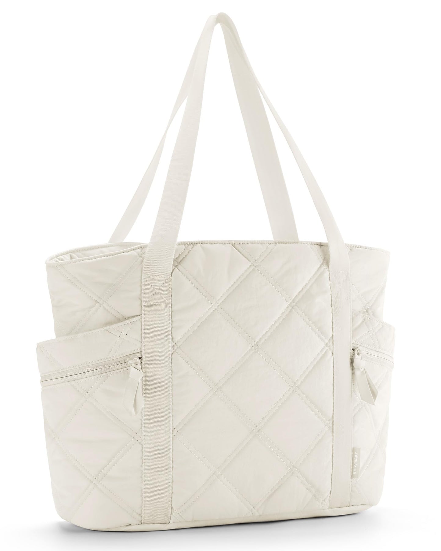 BAGSMART Crush Tote Bag for Women, 20L Puffer Work Tote with Zipper, Travel Essentials Quilted Nurse Hospital Bag