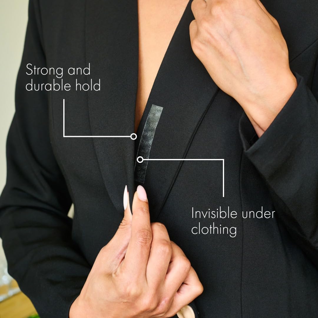 Fearless Tape - Fashion Tape Double Sided for Clothing Body & Dresses (50 Strips) | Clear Fabric Tape for Clothes Skin | Adhesive Body Tape All Day Hold