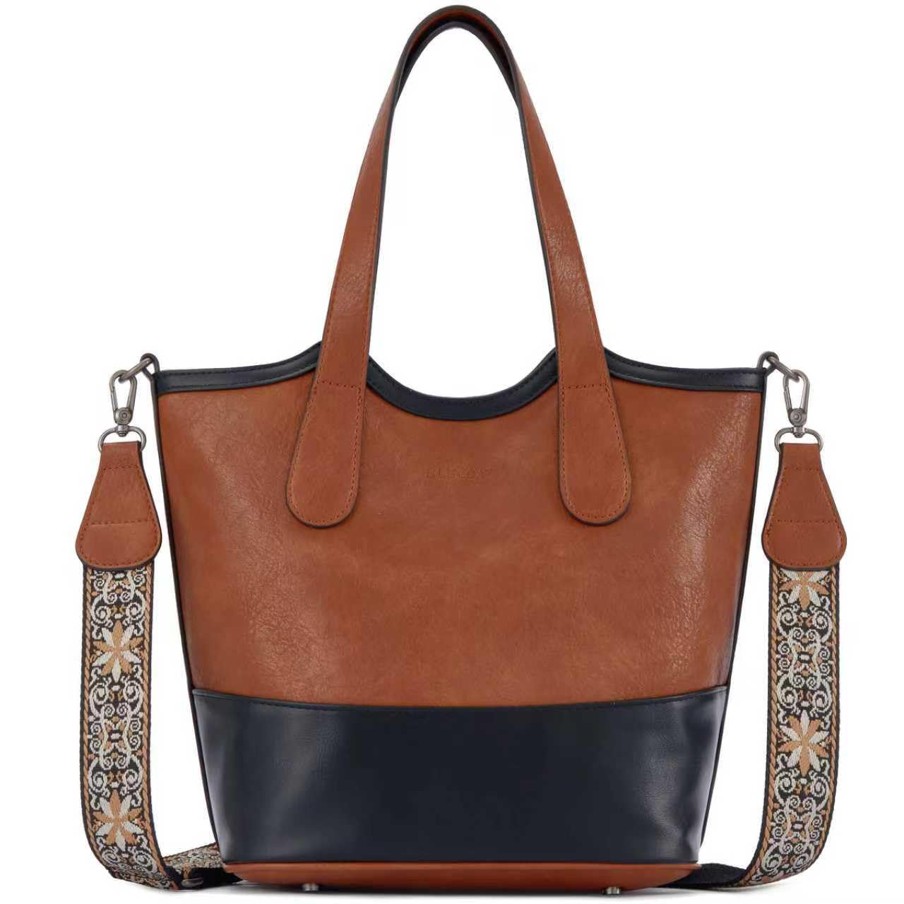 Top Handle Crossbody Bags for Women,Vegan Leather Bucket Purses for Women,Satchel Handbag with 2 Bottle Holder Pocket