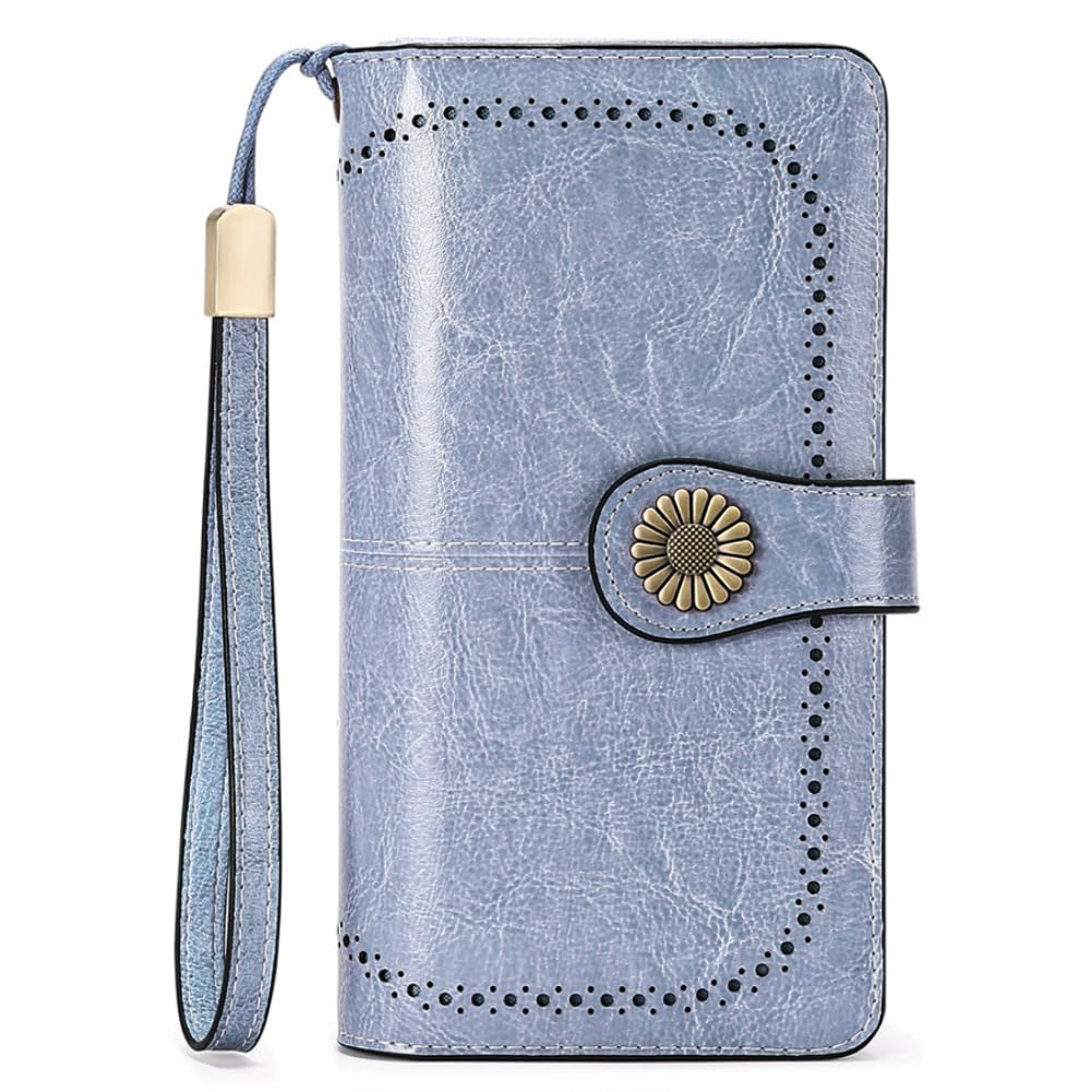 SENDEFN Wallets for Women Leather Credit Card Holder with RFID Blocking Large Capacity Wristlet