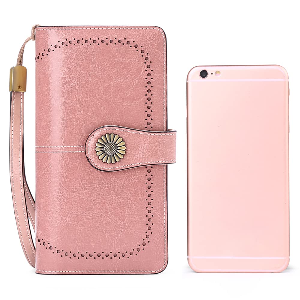 SENDEFN Wallets for Women Leather Credit Card Holder with RFID Blocking Large Capacity Wristlet