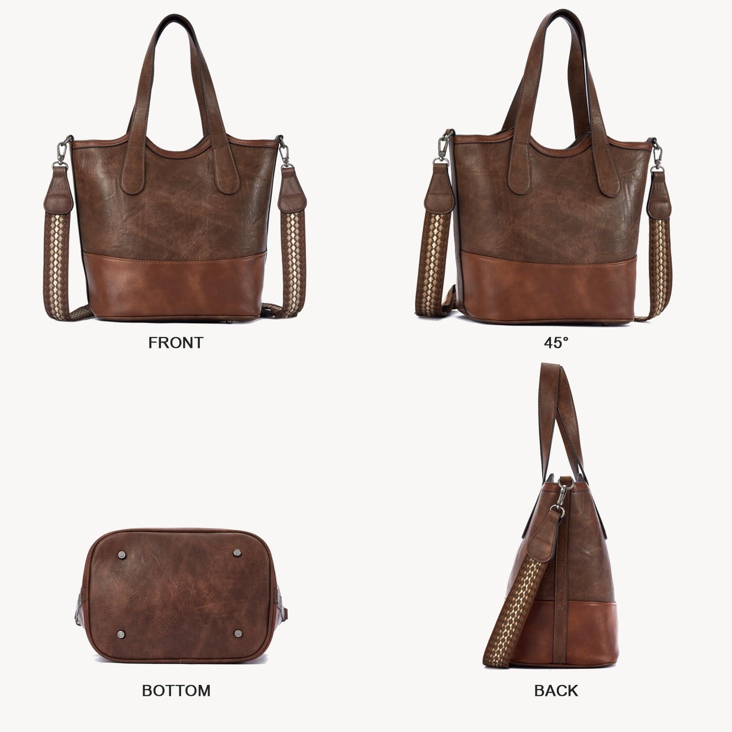 Top Handle Crossbody Bags for Women,Vegan Leather Bucket Purses for Women,Satchel Handbag with 2 Bottle Holder Pocket