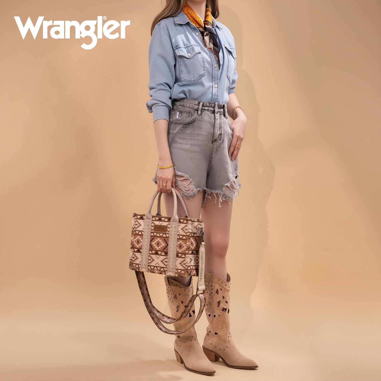 Wrangler Aztec Tote Bag for Women Boho Shoulder Purses and Handbags