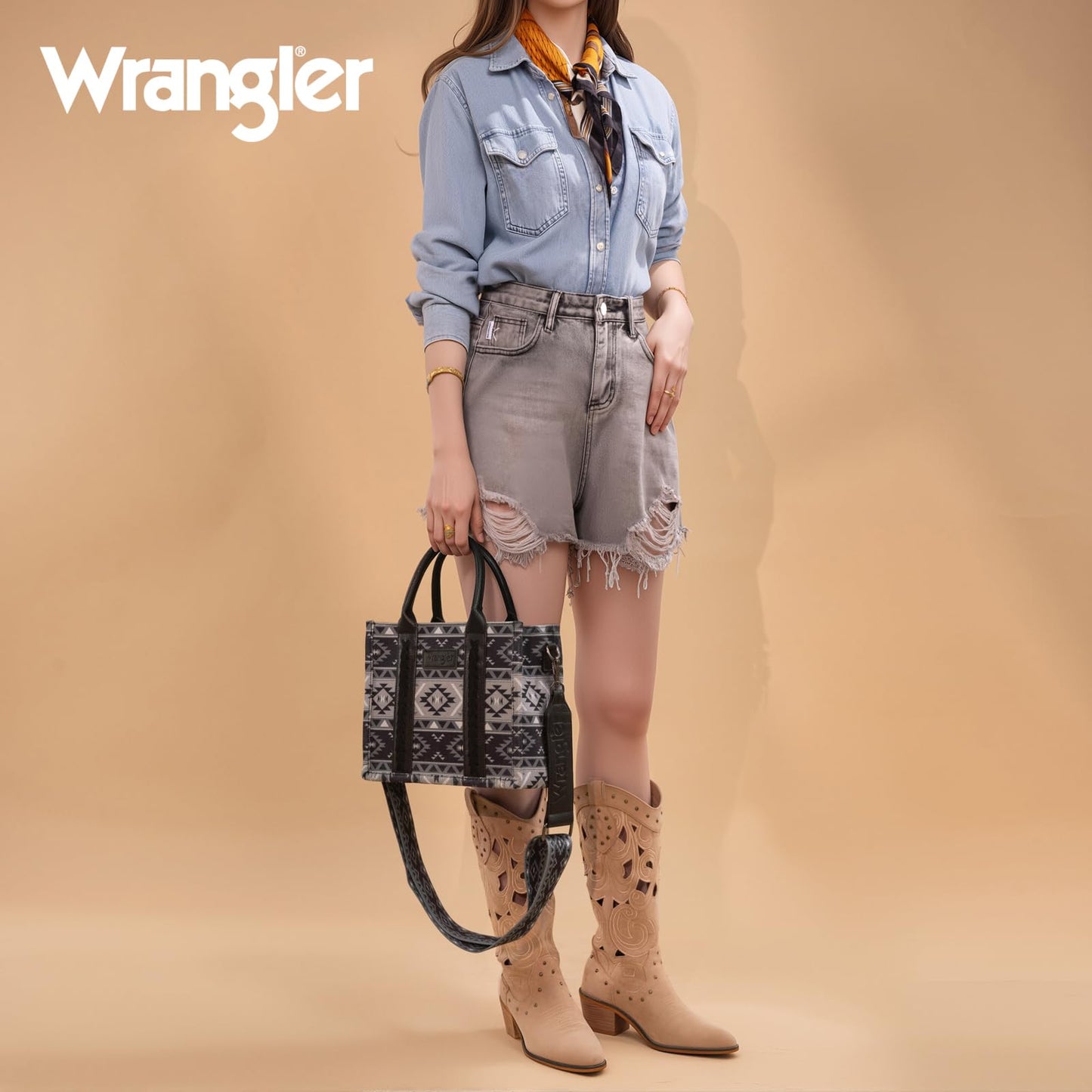 Wrangler Aztec Tote Bag for Women Boho Shoulder Purses and Handbags
