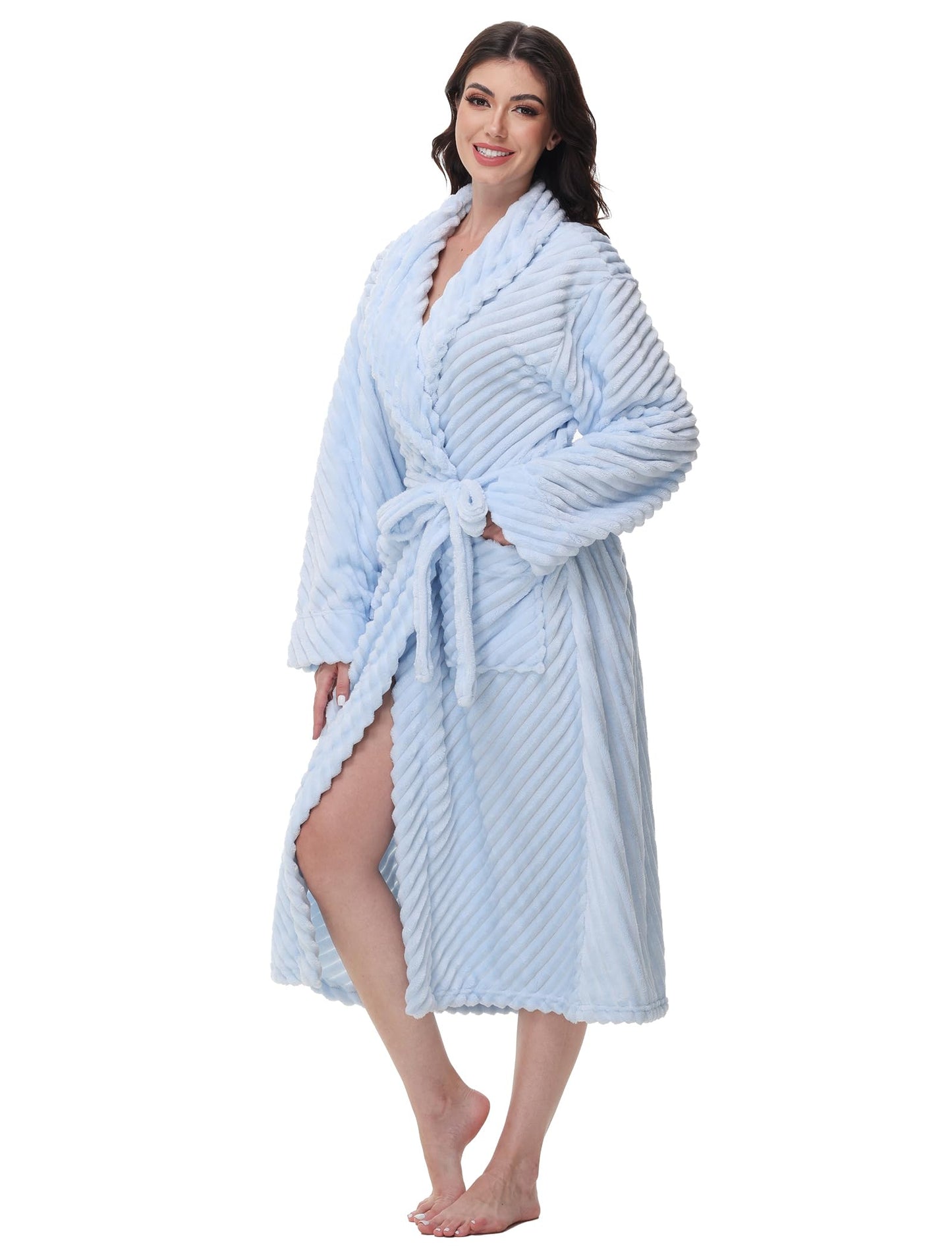 Yurhap Premium Robes for Women - Super Soft Cozy Fleece Womens Robe Plush Long Bathrobe