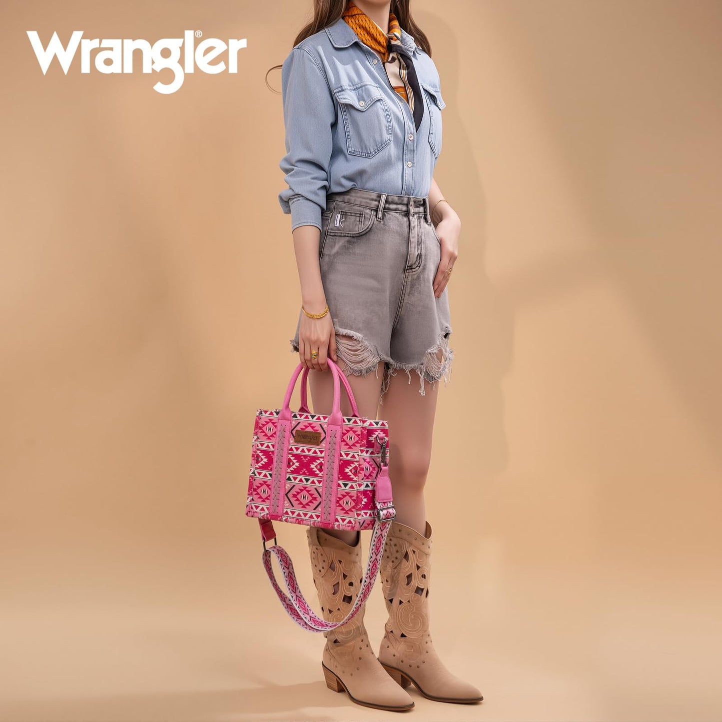 Wrangler Aztec Tote Bag for Women Boho Shoulder Purses and Handbags