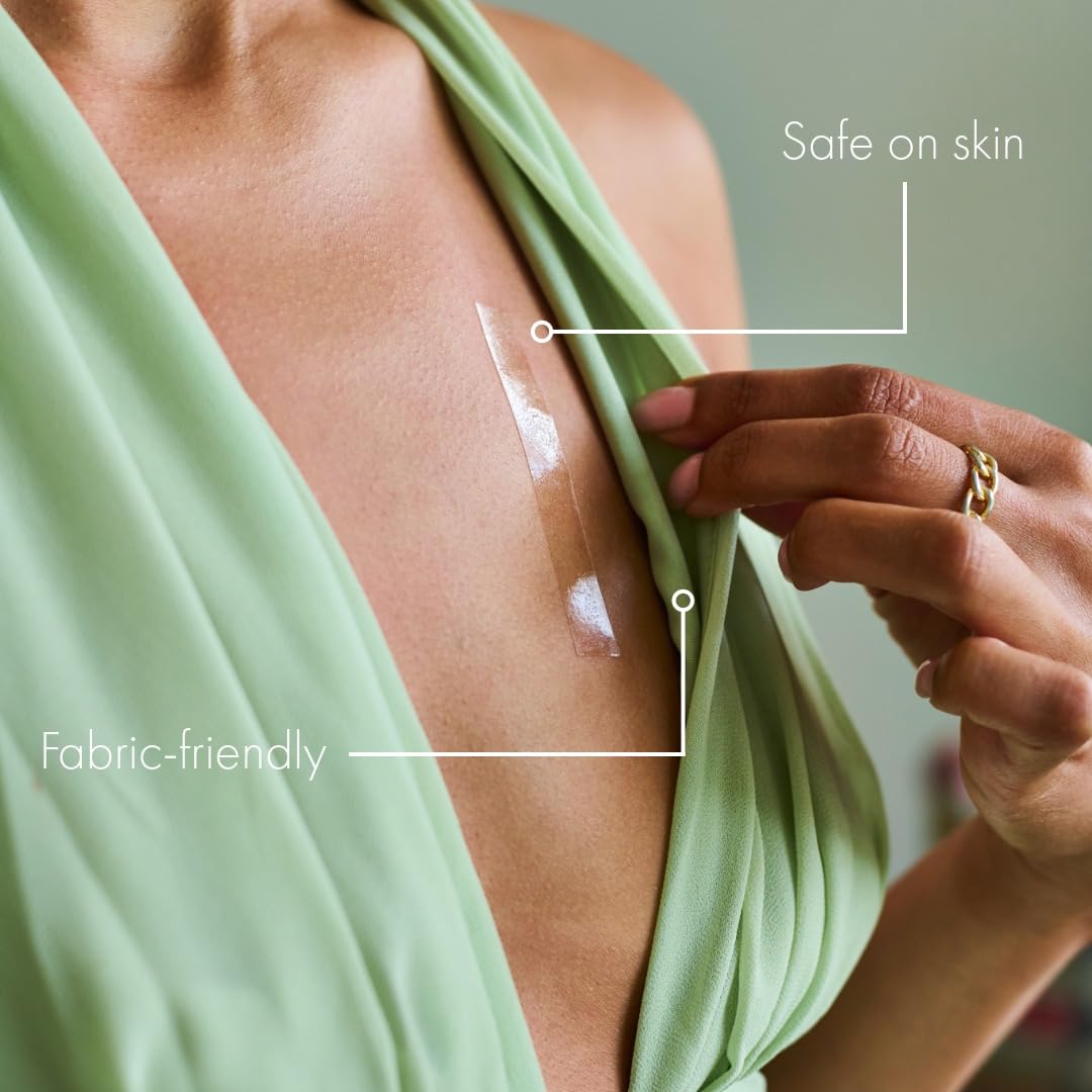 Fearless Tape - Fashion Tape Double Sided for Clothing Body & Dresses (50 Strips) | Clear Fabric Tape for Clothes Skin | Adhesive Body Tape All Day Hold