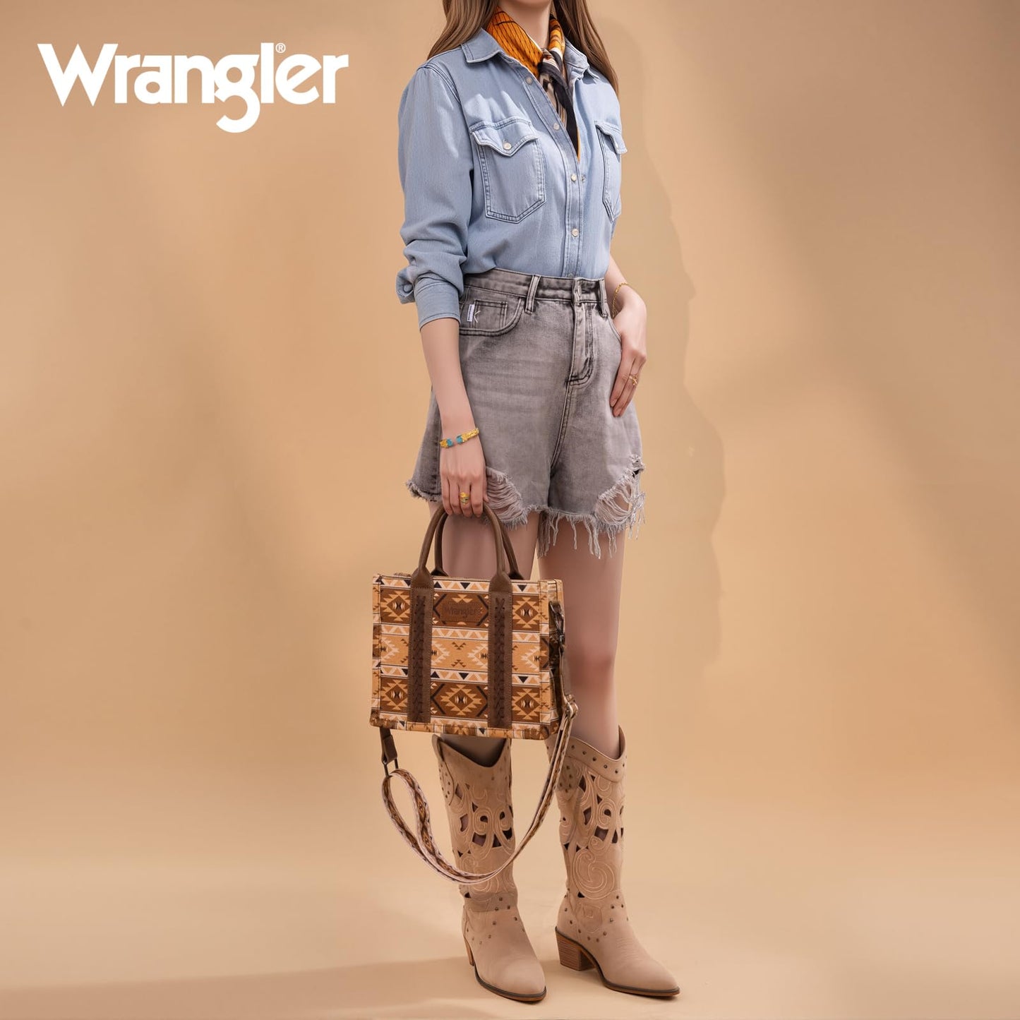 Wrangler Aztec Tote Bag for Women Boho Shoulder Purses and Handbags