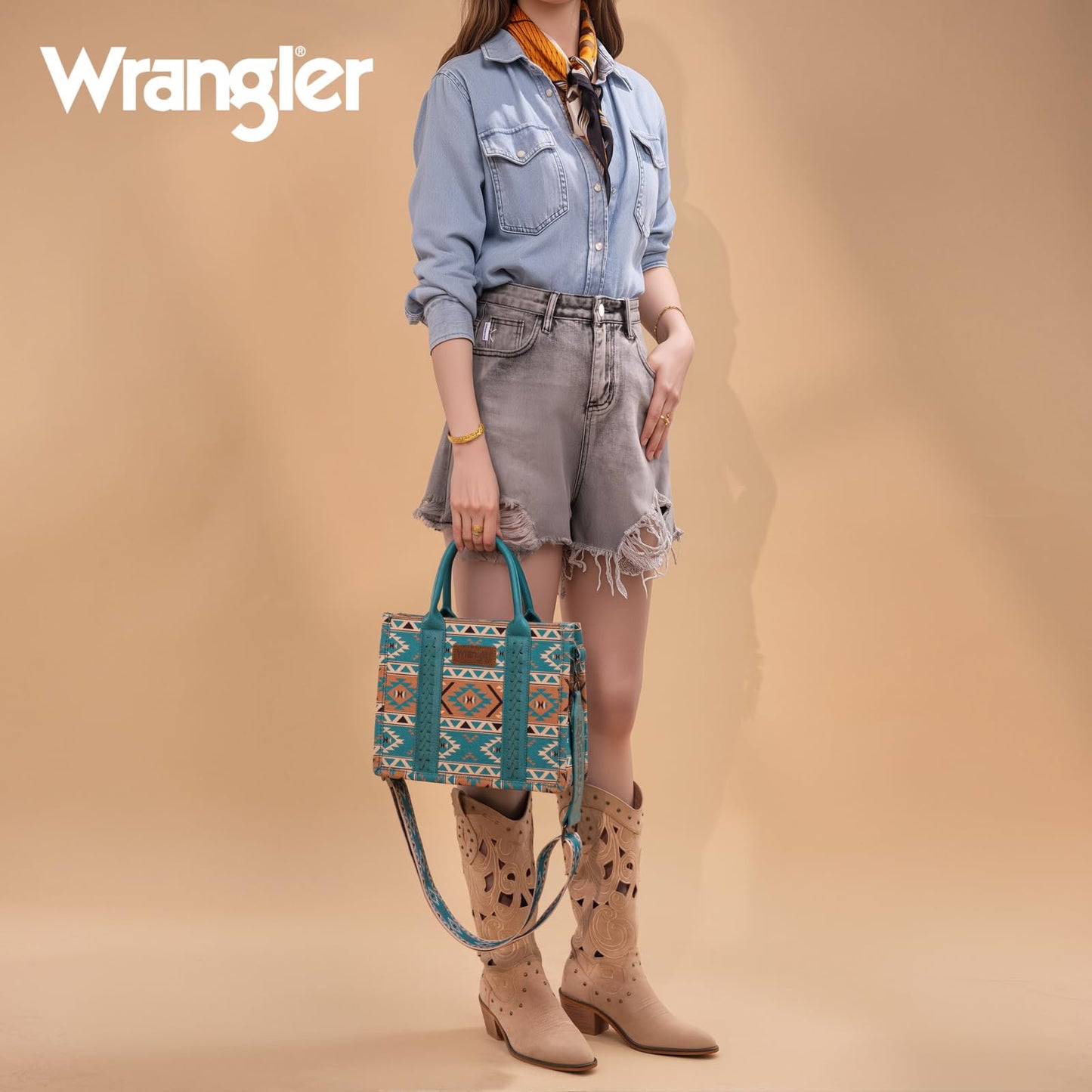 Wrangler Aztec Tote Bag for Women Boho Shoulder Purses and Handbags