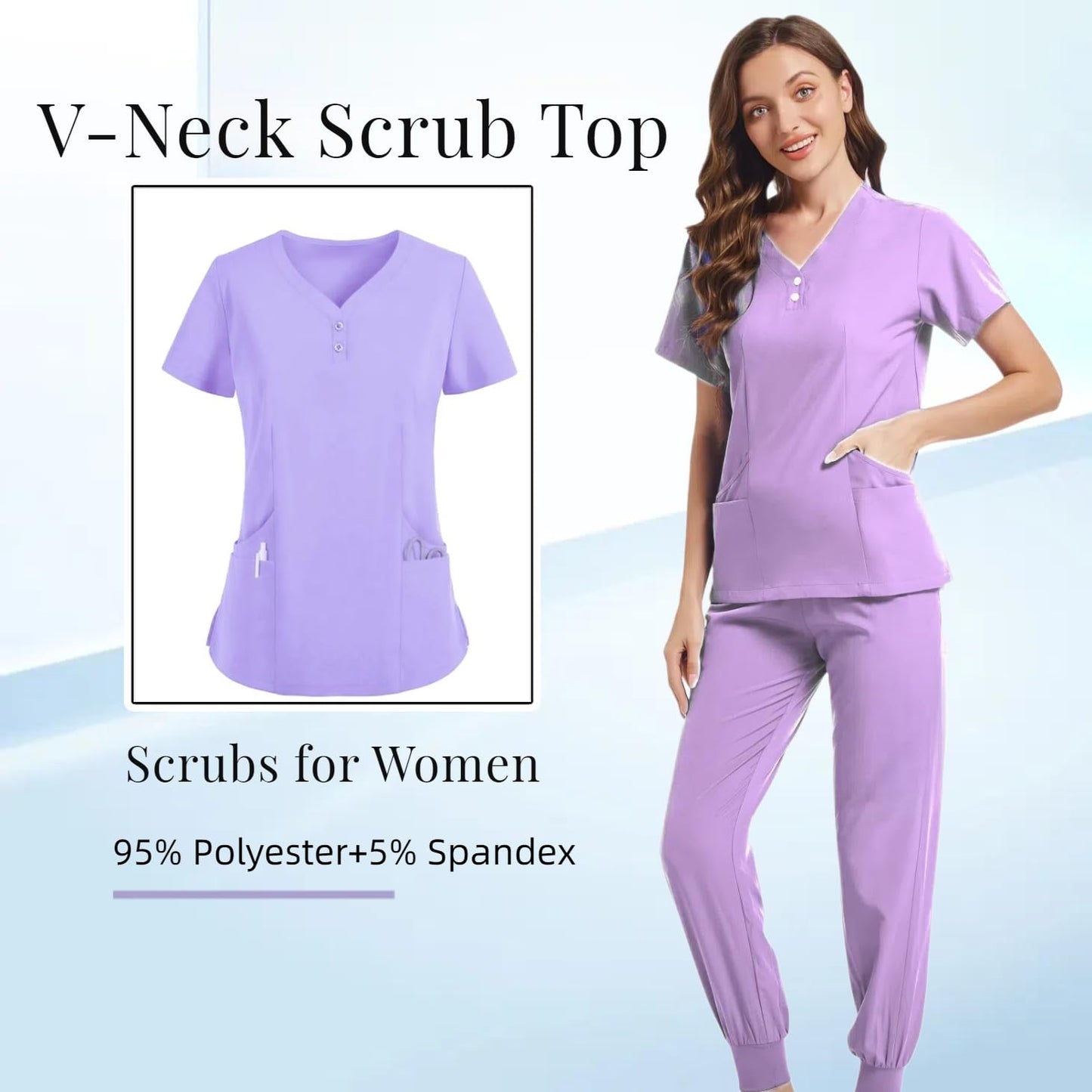V-neck medical nurse uniform set, hospital work clothes, suitable for nurses, dentists, veterinarians，beautician