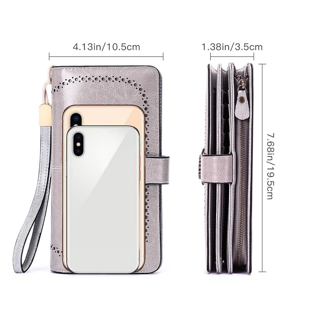 SENDEFN Wallets for Women Leather Credit Card Holder with RFID Blocking Large Capacity Wristlet