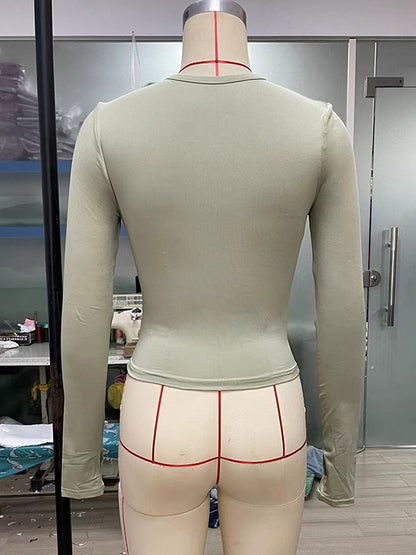 Chic & Versatile: Long Sleeve Skinny Hollow Solid Color Round Neck T-Shirt RED / S RED / M RED / L RED / S-RED / M-RED / L-PINK / S-PINK / M-PINK / L-BLUE / S-BLUE / M-BLUE / L-WHITE / S-WHITE / M-WHITE / L-GREEN / S-GREEN / M-GREEN / L-BROWN / S-BROWN / M-BROWN / L-BLACK / S-BLACK / M-BLACK / L-ORANGE / S-ORANGE / M-ORANGE / L-