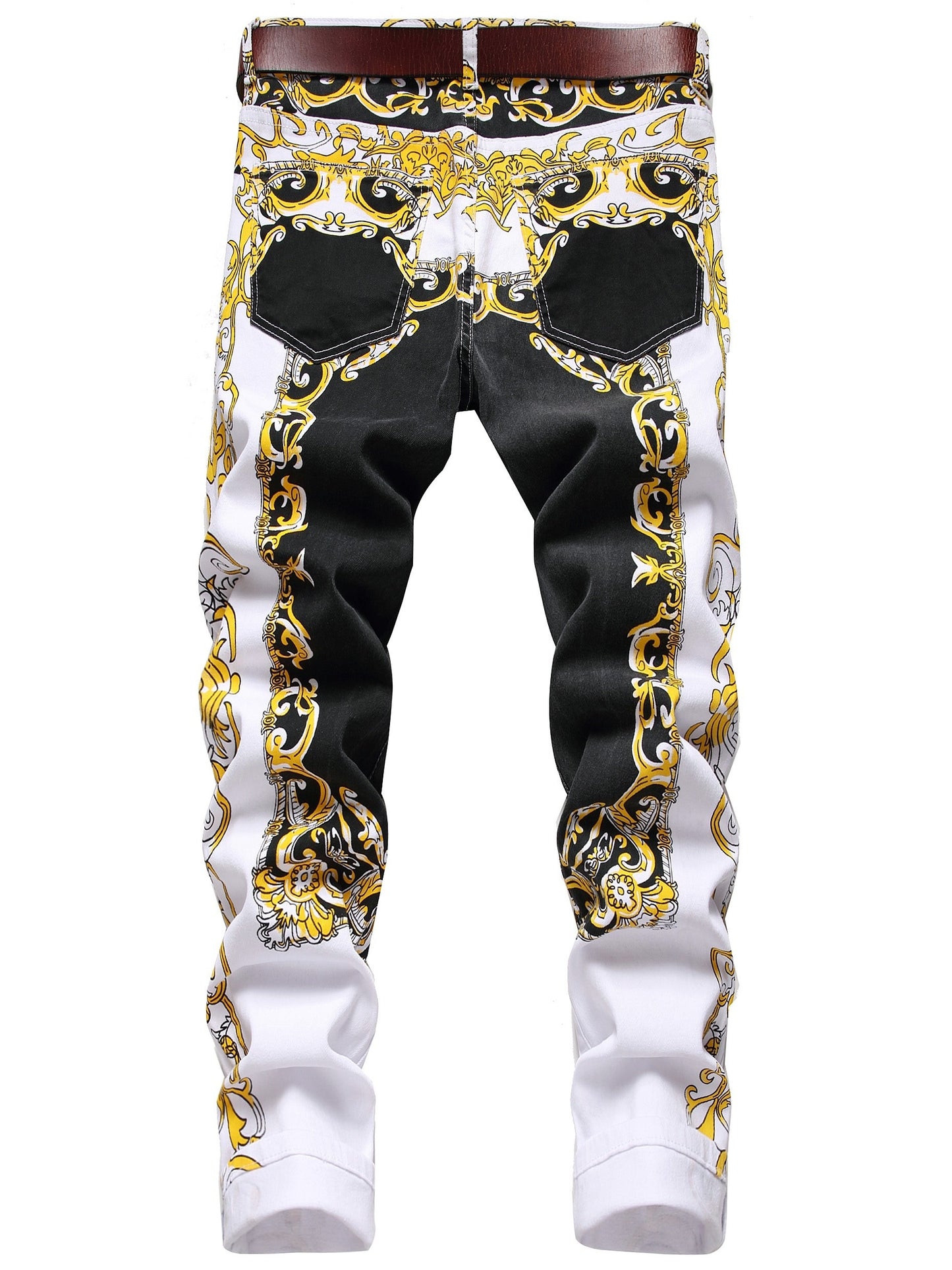 Mens Printed Jeans - Premium Jeans for Men Slim Fit - Skinny Stretch Denim White / 28 White / 30 White / 40 White / 28-White / 30-White / 40-White / 42-