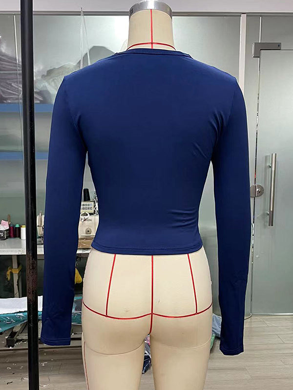 Chic & Versatile: Long Sleeve Skinny Hollow Solid Color Round Neck T-Shirt RED / S RED / M RED / L RED / S-RED / M-RED / L-PINK / S-PINK / M-PINK / L-BLUE / S-BLUE / M-BLUE / L-WHITE / S-WHITE / M-WHITE / L-GREEN / S-GREEN / M-GREEN / L-BROWN / S-BROWN / M-BROWN / L-BLACK / S-BLACK / M-BLACK / L-ORANGE / S-ORANGE / M-ORANGE / L-
