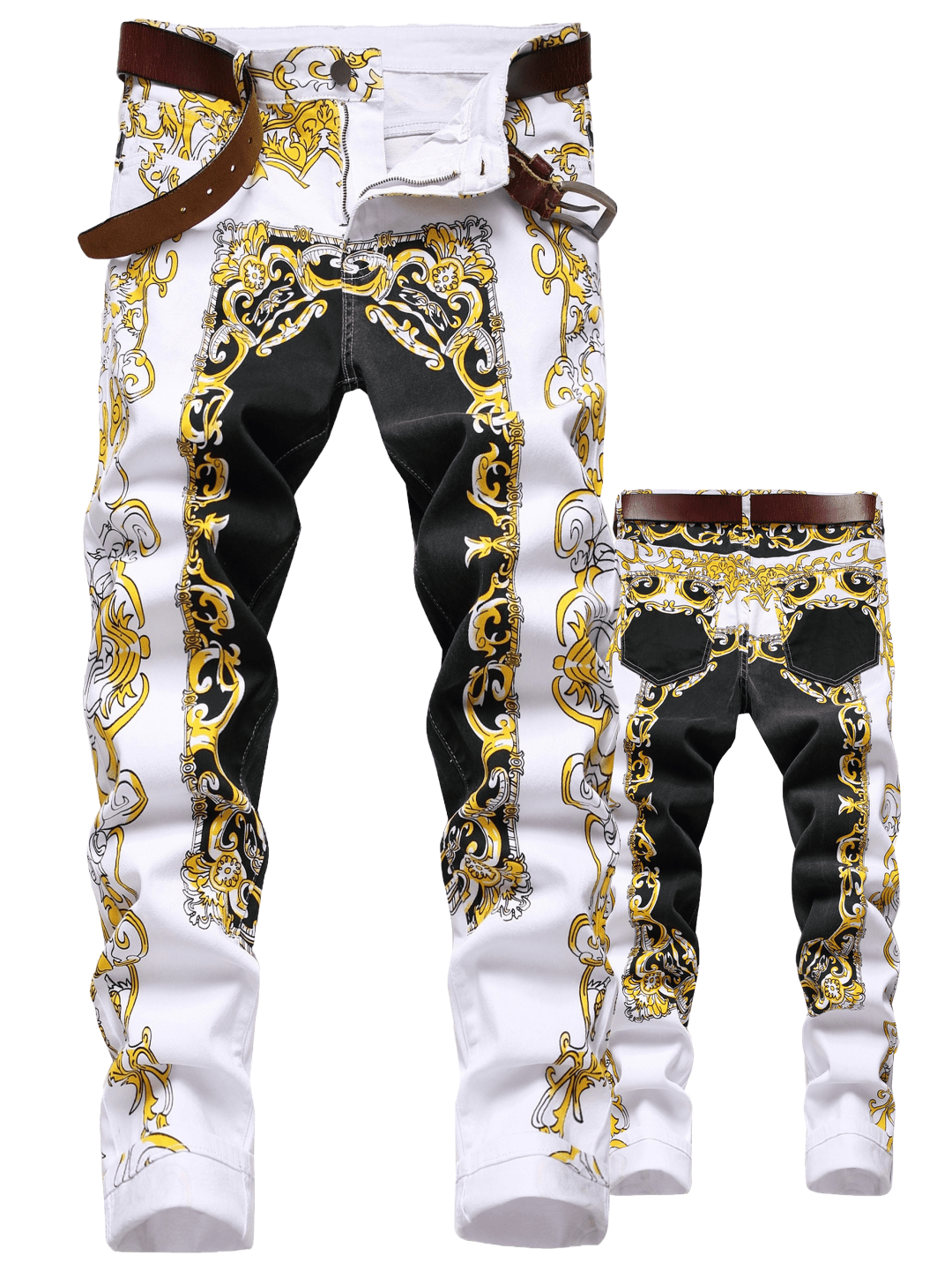 Mens Printed Jeans - Premium Jeans for Men Slim Fit - Skinny Stretch Denim White / 28 White / 30 White / 40 White / 28-White / 30-White / 40-White / 42-