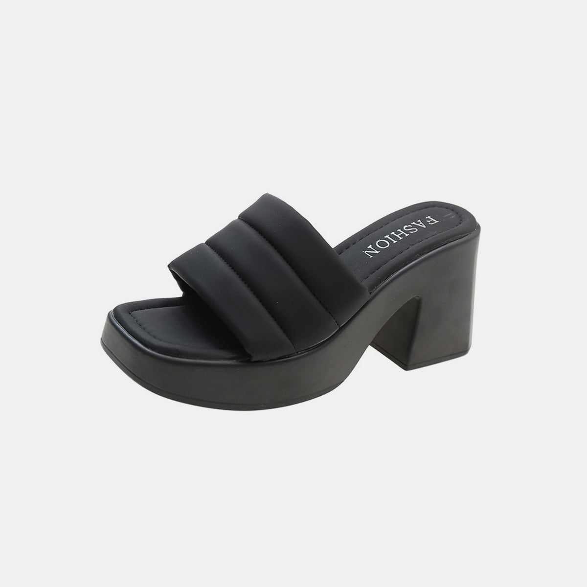 Open Toe Block Heel Sandals - Fashionqueene.com-Heel sandal