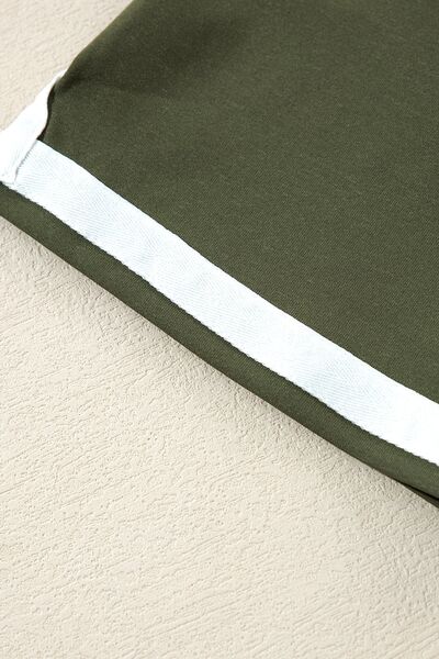 Contrast Trim Tee and Shorts Set Army Green / S Army Green / M Army Green / L Army Green / S-Army Green / M-Army Green / L-Black / XL-Black / M-Army Green / XL-Black / L-Black / S-