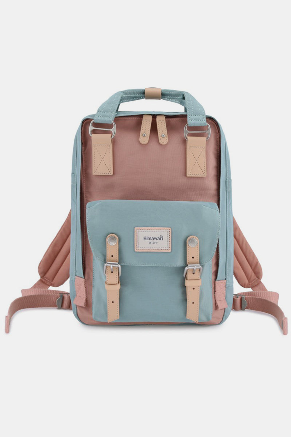 Himawari Contrast Waterproof Nylon Backpack Bag Black/Leo / One Size Blue/Pink / One Size 