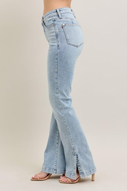Judy Blue Full Size Tummy Control Vintage Wash Side Slit Slim Boot Jeans Plus Size Light / 14W Light / 16W Light / 18W Light / 14W-Light / 16W-Light / 18W-Light / 20W-Light / 22W-Light / 24W-Light / 0(24)-Light / 1(25)-Light / 3(26)-Light / 5(27)-Light / 7(28)-Light / 9(29)-Light / 11(30)-Light / 13(31)-Light / 15(32)-